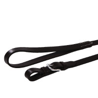 Longe en cuir avec chaîne argentée Equestro Noir