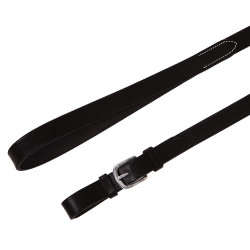 Longe en cuir avec chaîne argentée Equestro Noir Longe en cuir avec chaîne argentée Equestro Noir