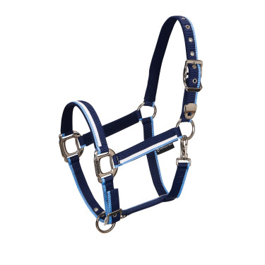 Licol en nylon White Trim Equestro Marine / bleu clair