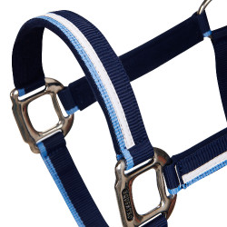 Licol en nylon White Trim Equestro Marine / bleu clair
