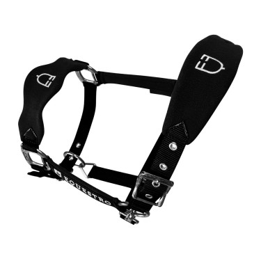 Licol en nylon avec longe et doublure en polaire Equestro Noir