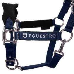 Licol en nylon avec longe et doublure en polaire Equestro Marine Bleu marine Licol en nylon avec longe et doublure en polaire Equestro Marine Bleu marine