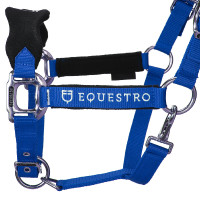 Licol en nylon avec longe et doublure en polaire Equestro Bleu royal