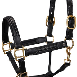Licol en cuir supérieur Equestro Noir Licol en cuir supérieur Equestro Noir
