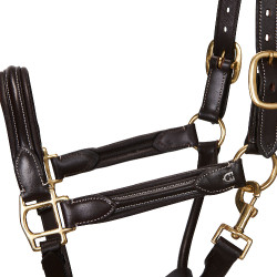 Licol en cuir supérieur Equestro Marron foncé Licol en cuir supérieur Equestro Marron foncé