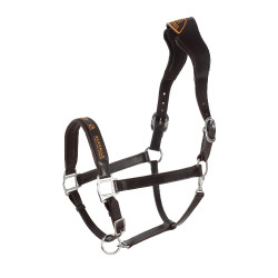 Licol en cuir avec protection ergonomique en veau Acavallo Marron foncé