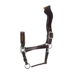 Licol en cuir avec protection ergonomique en veau Acavallo Marron foncé