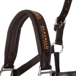 Licol en cuir avec protection ergonomique en veau Acavallo Marron foncé
