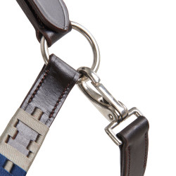 Licol en cuir avec motif géométrique Polo Equestro Marron foncé