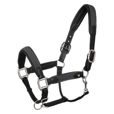 Licol en cuir avec inserts en nylon tressé Equestro Noir / gris