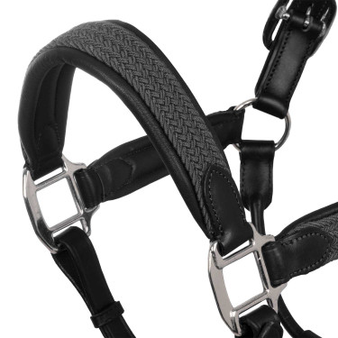 Licol en cuir avec inserts en nylon tressé Equestro Licol en cuir avec inserts en nylon tressé Equestro