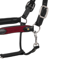 Licol en cuir avec inserts en nylon tressé Equestro Marron / bordeaux