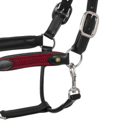 Licol en cuir avec inserts en nylon tressé Equestro Marron / bordeaux Licol en cuir avec inserts en nylon tressé Equestro Marron / bordeaux