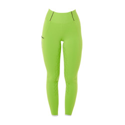 Legging fille cintré avec grip et logo Equestro Vert citron