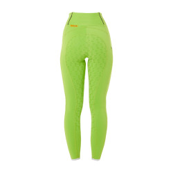 Legging fille cintré avec grip et logo Equestro Vert citron