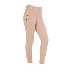 Legging fille cintré avec grip et logo Equestro Rose cameo