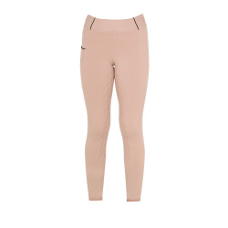 Legging fille cintré avec grip et logo Equestro Rose cameo
