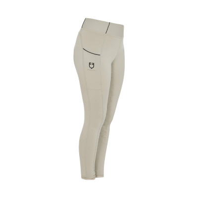 Legging fille cintré avec grip et logo Equestro Oxford tan