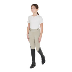Legging fille cintré avec grip et logo Equestro Oxford tan Rose