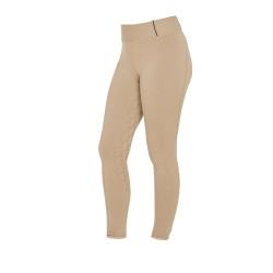 Legging fille cintré avec grip et logo Equestro Encens Beige