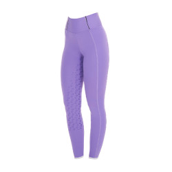 Legging fille cintré avec grip et logo Equestro Violet dahlia