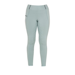 Legging fille cintré avec grip et logo Equestro Brume grise Bleu