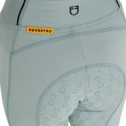 Legging fille cintré avec grip et logo Equestro Brume grise Bleu