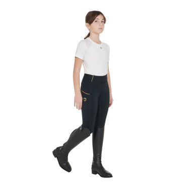 Legging fille cintré avec grip et logo Equestro Legging fille cintré avec grip et logo Equestro