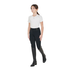 Legging fille cintré avec grip et logo Equestro Noir