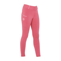 Legging fille cintré avec grip et logo Equestro Fuchsia Rose