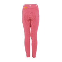 Legging fille cintré avec grip et logo Equestro Fuchsia Rose