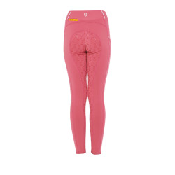 Legging fille cintré avec grip et logo Equestro Fuchsia Rose
