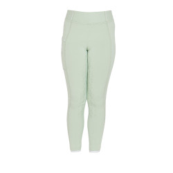 Legging fille cintré avec grip et logo Equestro Vert clair