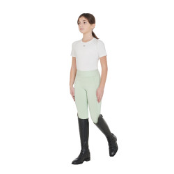 Legging fille cintré avec grip et logo Equestro Vert clair