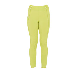Legging fille cintré avec grip et logo Equestro Citron Jaune