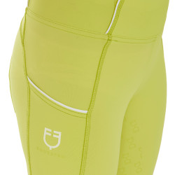 Legging fille cintré avec grip et logo Equestro Citron Jaune
