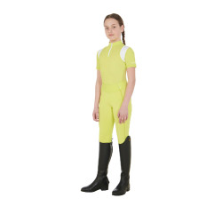 Legging fille cintré avec grip et logo Equestro Citron Jaune