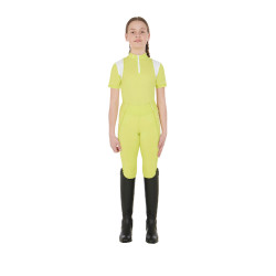 Legging fille cintré avec grip et logo Equestro Citron Jaune