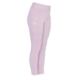 Legging fille cintré avec grip et logo Equestro Lilas Bleu