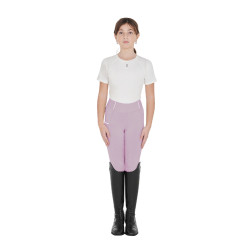 Legging fille cintré avec grip et logo Equestro Lilas Bleu