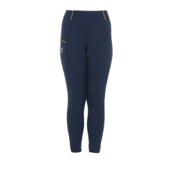 Legging fille cintré avec grip et logo Equestro Marine Bleu marine