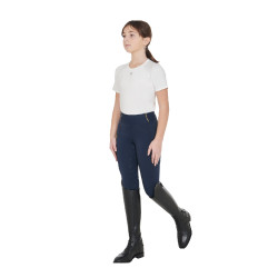Legging fille cintré avec grip et logo Equestro Marine Bleu marine