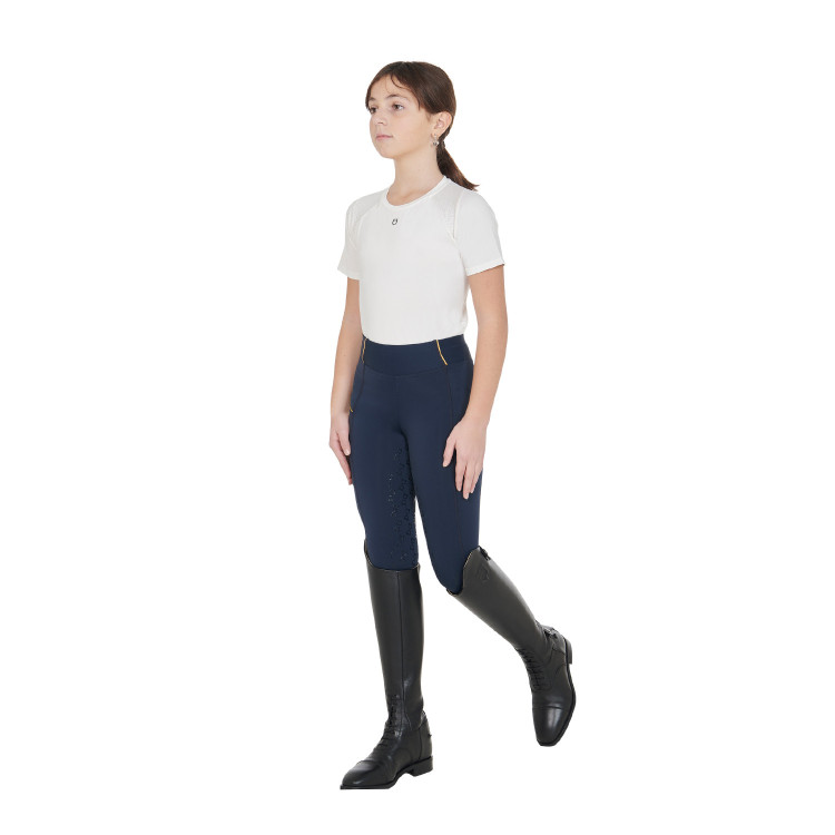 Legging fille cintré avec grip et logo Equestro Legging fille cintré avec grip et logo Equestro