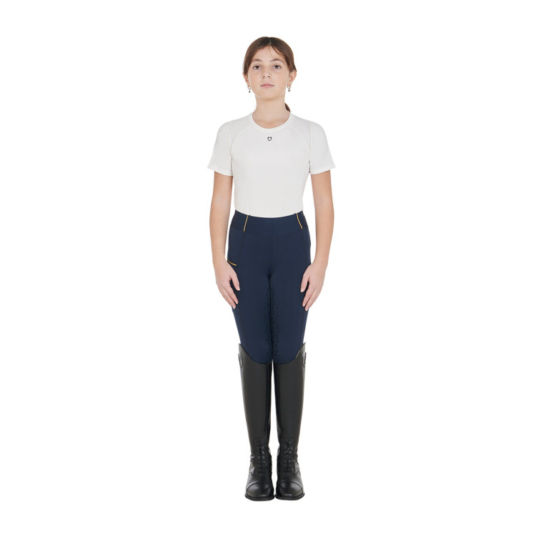 Legging fille cintré avec grip et logo Equestro Legging fille cintré avec grip et logo Equestro