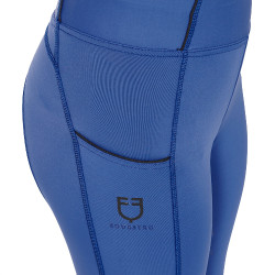 Legging fille cintré avec grip et logo Equestro Bleu royal