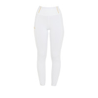 Legging fille cintré avec grip et logo Equestro Blanc / blanc Legging fille cintré avec grip et logo Equestro Blanc / blanc