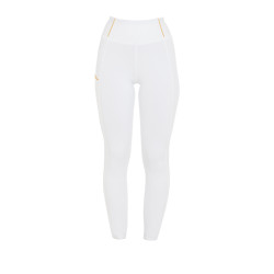 Legging fille cintré avec grip et logo Equestro Blanc