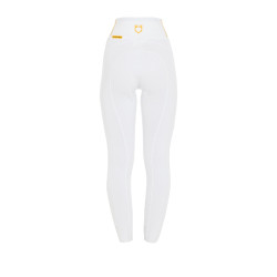 Legging fille cintré avec grip et logo Equestro Blanc