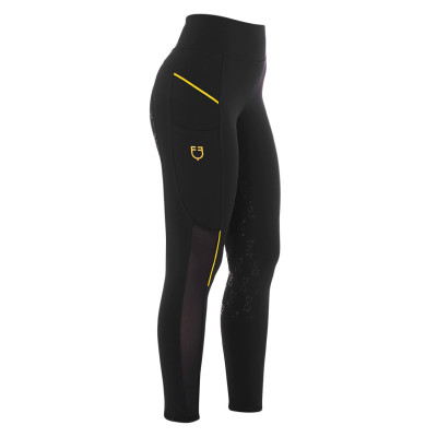 Legging ajusté femme avec inserts en micro-mesh Equestro Noir