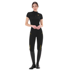 Legging ajusté femme avec inserts en micro-mesh Equestro Noir